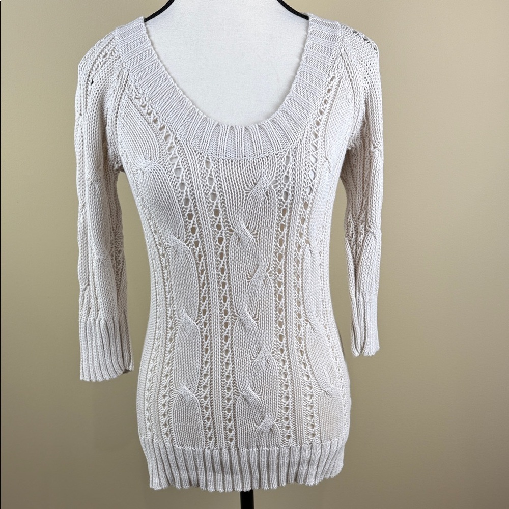 Smart Set Cream Cable Knit Sweater Women's Size M